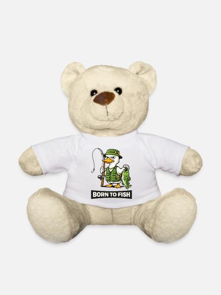 Born to Fish Duck Angler - Teddy Bear - white