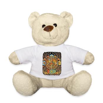 Peace Hippie Flowers - Teddy Bear - white - Front