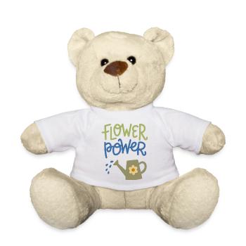 Flower Power Cute Gardening Watering Can Design - Teddy Bear - white - Front