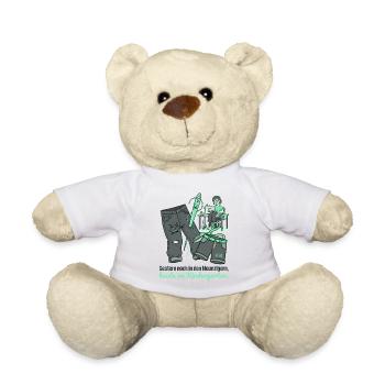 Lustiges Upcycling Jeans Kindergarten Näh Design - Teddy - Weiß - Vorne