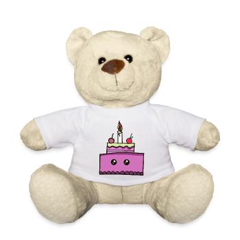 Gâteau Kawaii Gâteau pour enfants avec bougie - Nounours - blanc - Devant