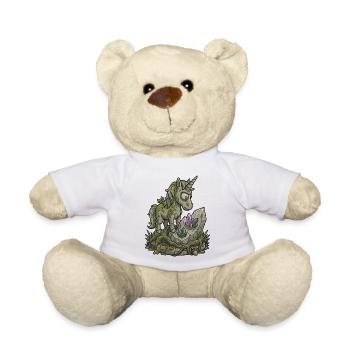Funny Stone Unicorn Statue Mossy Fantasy Design - Teddy Bear - white - Front