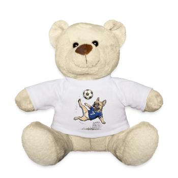 French Bulldog Soccer Pro Retro Torstürmer-Kunst - Teddy - Weiß - Vorne