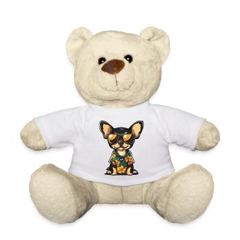 Chihuahua Hund Comic Urlaub - Teddy - Weiß - Vorne