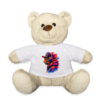 Tiger with Headphones – Music & Streetwear - Teddy Bear - white - Front