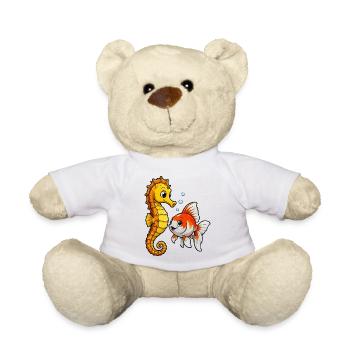 Seepferdchen und Goldfisch Freundschaft - Teddy - Weiß - Vorne