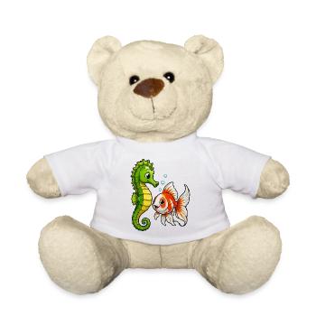 Underwater Friends Seahorse Goldfish - Teddy Bear - white - Front