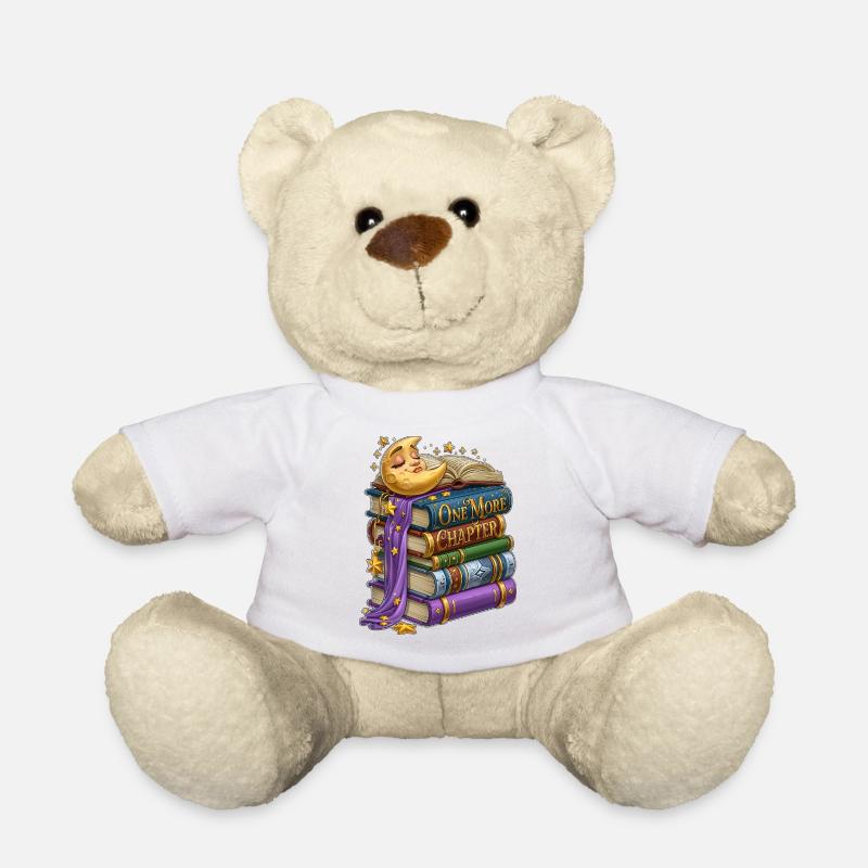 One More Chapter Sleeping Moon Book Lover - Teddy Bear - white