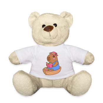 Reading Capybara in a Rowboat - Summer Design - Teddy Bear - white - Front