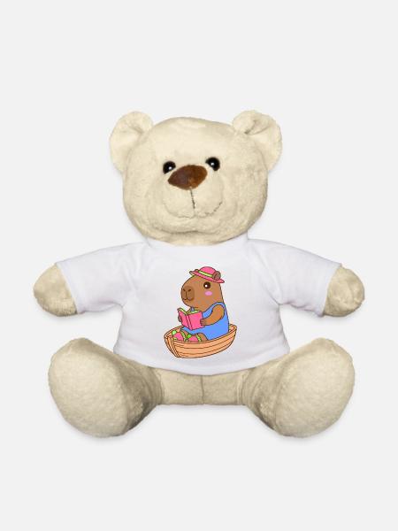 Lesen über Capybara im Ruderboot - Sommerdesign - Teddy - Weiß