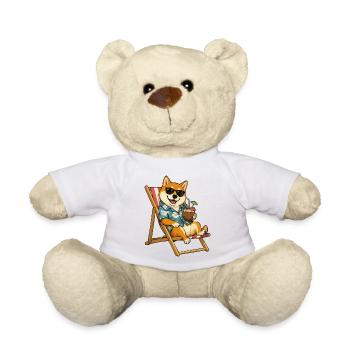 Shiba Strandläufer mit Cocktail - Teddy - Weiß - Vorne