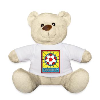 Buntglas-Fußball-Emblem - Teddy - Weiß - Vorne