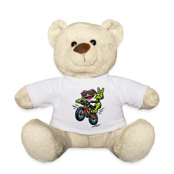 Frog BMX Neon Party with Sunglasses - Teddy Bear - white - Front