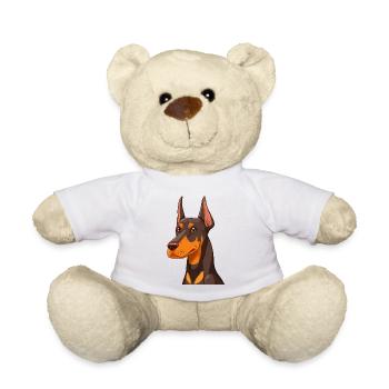 Doberman (Comic Portrait/Profile) - Teddy Bear - white - Front