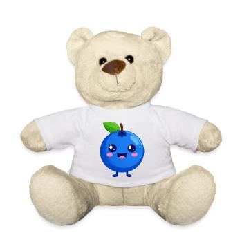 Kawaii Blaubeere Gesicht - Teddy - Weiß - Vorne