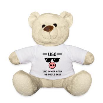 Ü50 Und Immer Noch ’Ne Coole Sau! Cool Geburtstag - Teddy - Weiß - Vorne