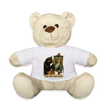 L’artiste du trait de patte - Chat peintre - Nounours - blanc - Devant