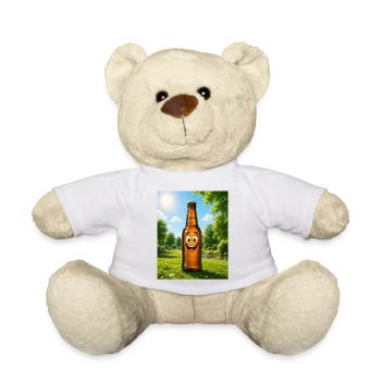 Lachende Bierflasche im Park - Teddy - Weiß - Vorne