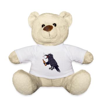 Rabe mit Bierflasche - Teddy - Weiß - Vorne