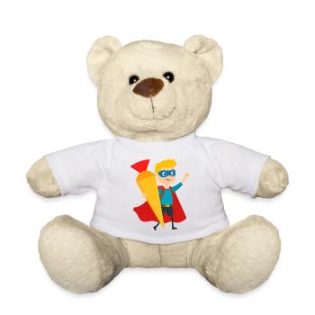 Super-héros avec un cône d’école pour l’inscription – Kawaii - Nounours - blanc - Devant