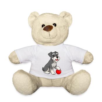 Image joyeuse d’un schnauzer avec une balle rouge - Nounours - blanc - Devant