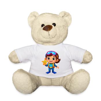 Garçon de Kawaii en combinaison de plongée avec étoile de mer – Mignon - Nounours - blanc - Devant
