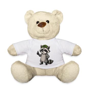 Dessin animé du raton laveur à la casquette verte - Nounours - blanc - Devant