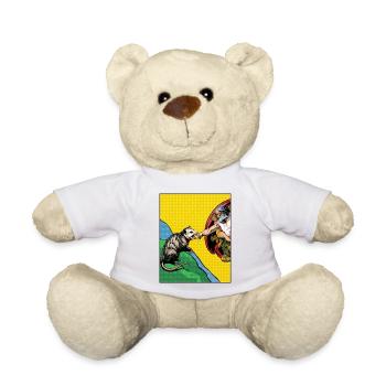 Opossum Beats God's Hand Funny Opossum Meme - Teddy Bear - white - Front