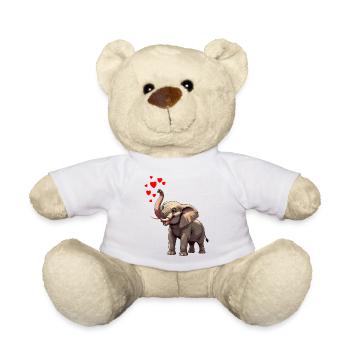 Elefant mit Herzen - Teddy - Weiß - Vorne