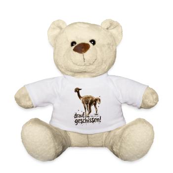 Alpaka "drauf geschissen!" - Teddy - Weiß - Vorne
