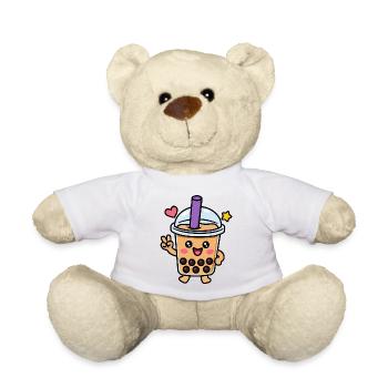 Cute Kawaii Boba Bubble Tea Character - Teddy Bear - white - Front