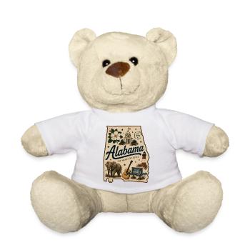 Vintage-Alabama State Pride Illustrated-Aufkleber - Teddy - Weiß - Vorne