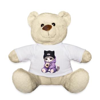 Lila Kätzchen-Bubble-Drink - Teddy - Weiß - Vorne