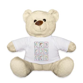 Haifisch Tropischer Ozean-Stempel TShirt Süßer Hai - Teddy - Weiß - Vorne