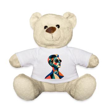 Geometric Color Portrait with Sunglasses - Teddy Bear - white - Front