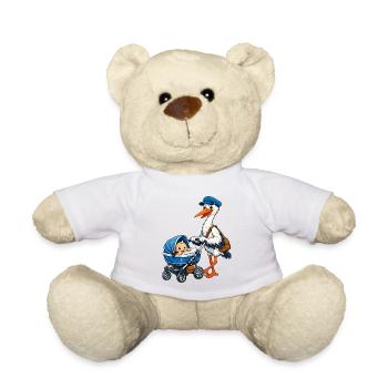 Stork with pram - Teddy Bear - white - Front