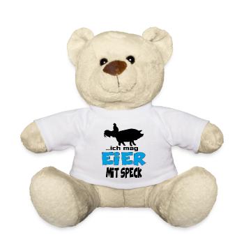 Ich mag Eier mit Speck Huhn Schwein Bauer Tiere - Teddy - Weiß - Vorne