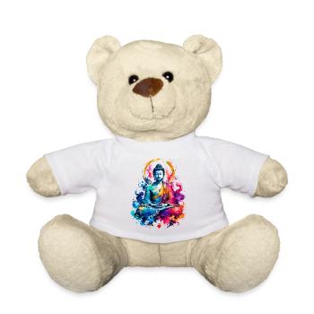 Éclaboussure de couleurs de la méditation du Bouddha - Nounours - blanc - Devant