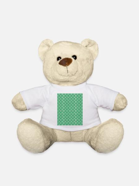 Grünes Kreisornament-Muster - Teddy - Weiß