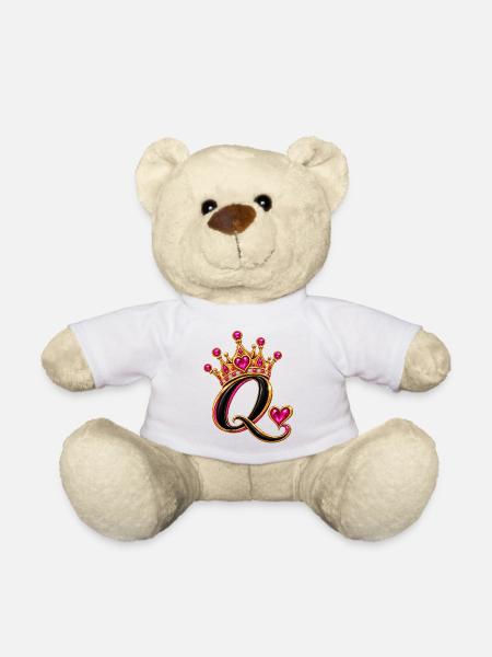 Queen Q Kronen-Edelstein-Emblem - Teddy - Weiß