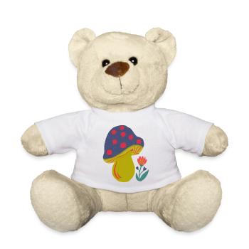 Farbenfroher Pilz mit Blütenakzent - Teddy - Weiß - Vorne