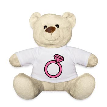 Pinker Diamantring Icon - Teddy - Weiß - Vorne