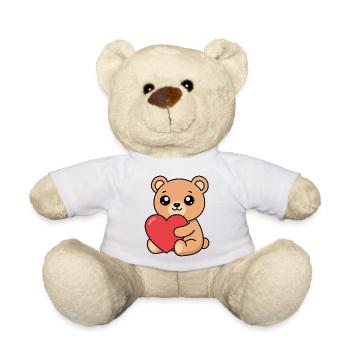 Kuschelbär mit Herz - Teddy - Weiß - Vorne