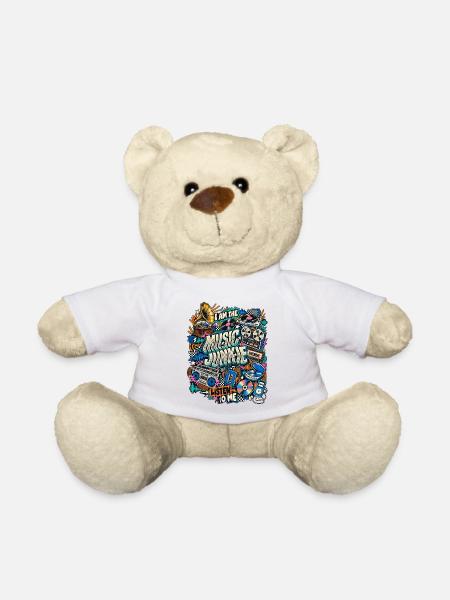 Music Junkie – Retro Musik Collage - Teddy - Weiß