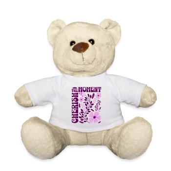 Cherish The Moment Blumen Floral Retro Geschenk    - Teddy - Weiß - Vorne