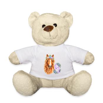 8. Geburtstag Mädchen Pferd 8 Jahre - Teddy - Weiß - Vorne