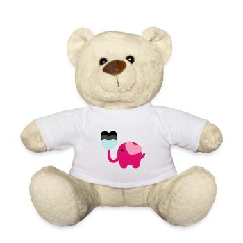 Elephant Family Mama Baby T-Shirt - Teddy Bear - white - Front