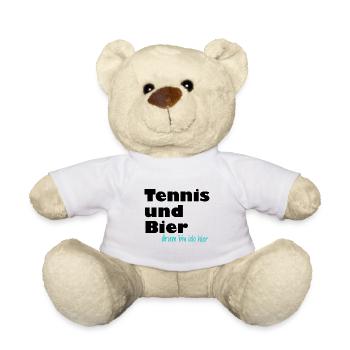 tennis und bier drum bin ich hier schwarz - Teddy - Weiß - Vorne