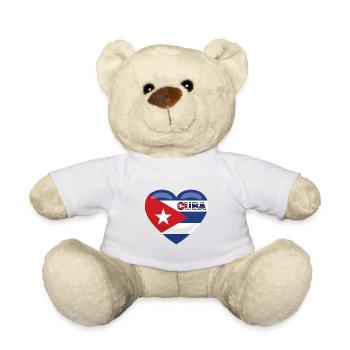 J’aime le drapeau de Cuba avec le cœur J’aime Cuba La Havane - Nounours - blanc - Devant