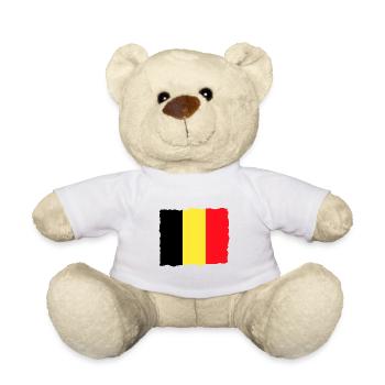 Drapeau belge vintage Drapeau belge look vieilli - Nounours - blanc - Devant